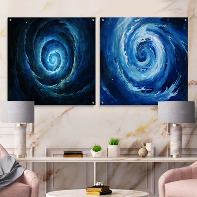 Coheman - Abstract Spirals Acrylic Wall Art Glass Set Of 2
