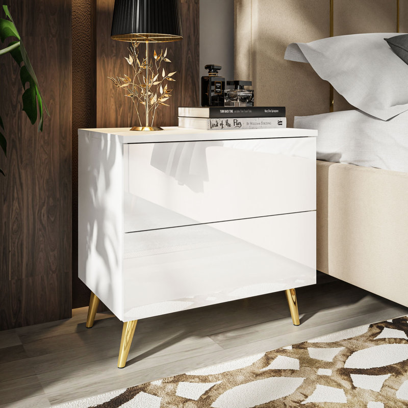 Istanbul 55cm W Bedside Table, White