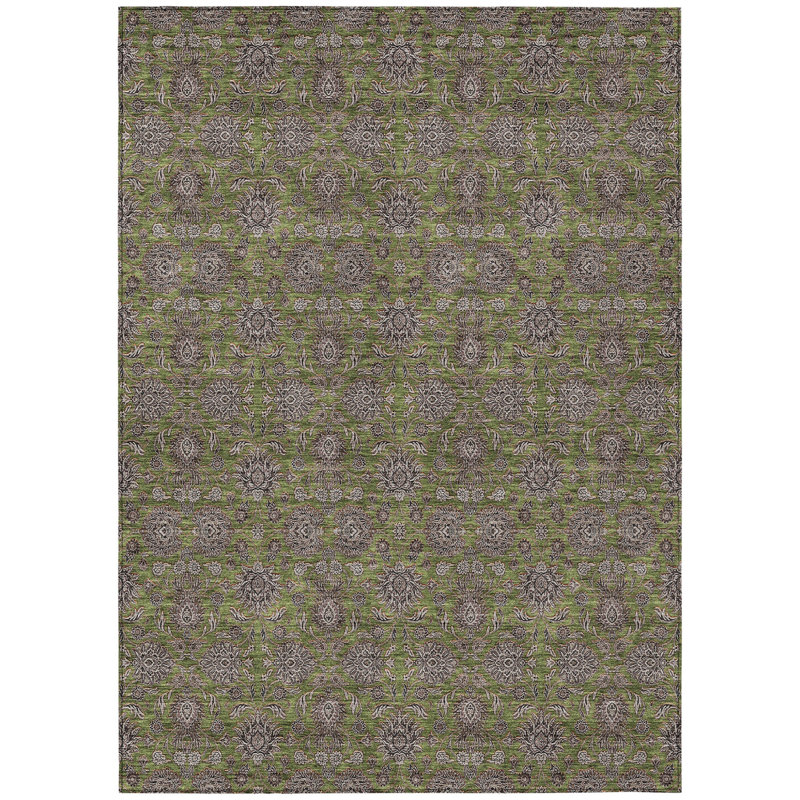 Tapis d'intérieur lavable floral beige 5 pi x 8 pi