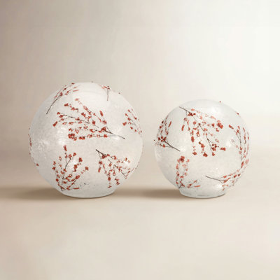 2-Piece Lighted Frosted Berry Globe Set