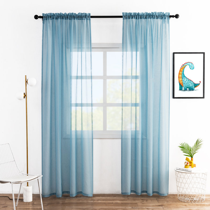 Chapple Sheer Curtains / Drapes Pair, Blue Haze, 52" L x 96" W