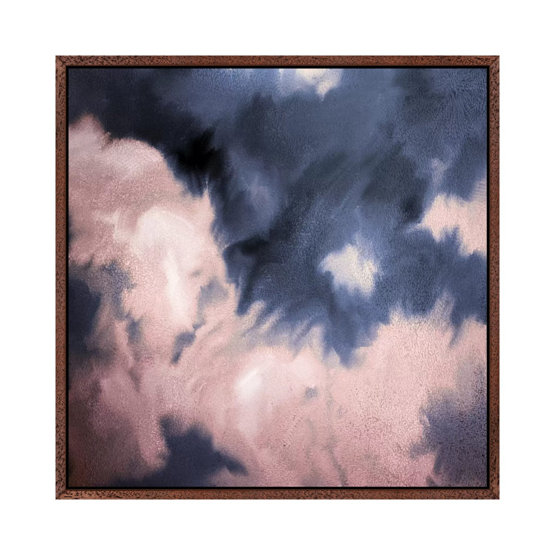 Navy Pink Passion by Kimberly Allen - Print on Canvas, 66.04cm H x 66.04cm W x 3.81cm D, Classic Brown Wood Framed