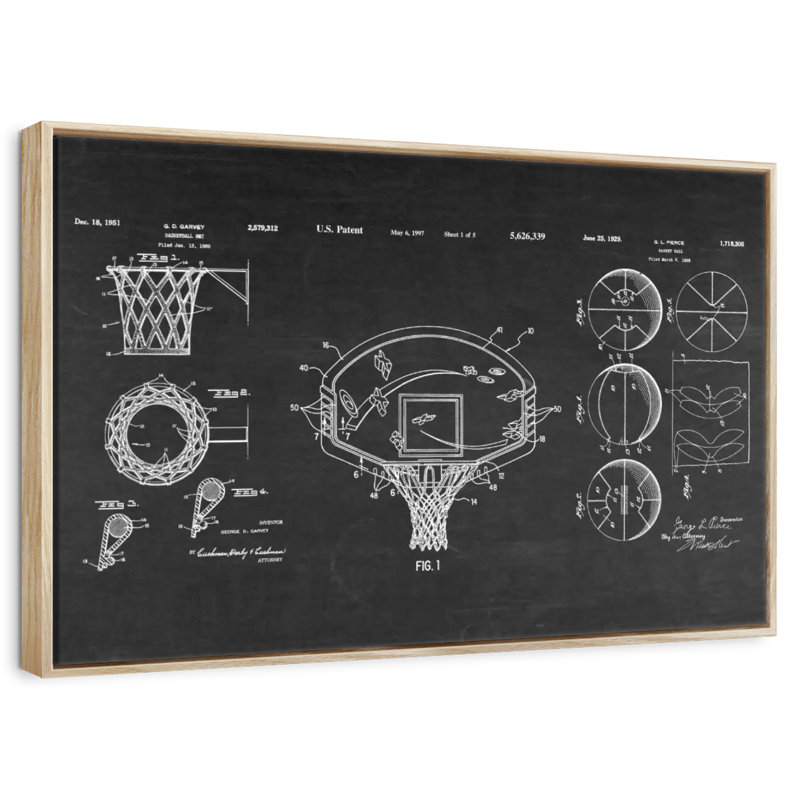 Brevets de basketball, Cadre flottant en bois naturel, 43 po x 29 po
