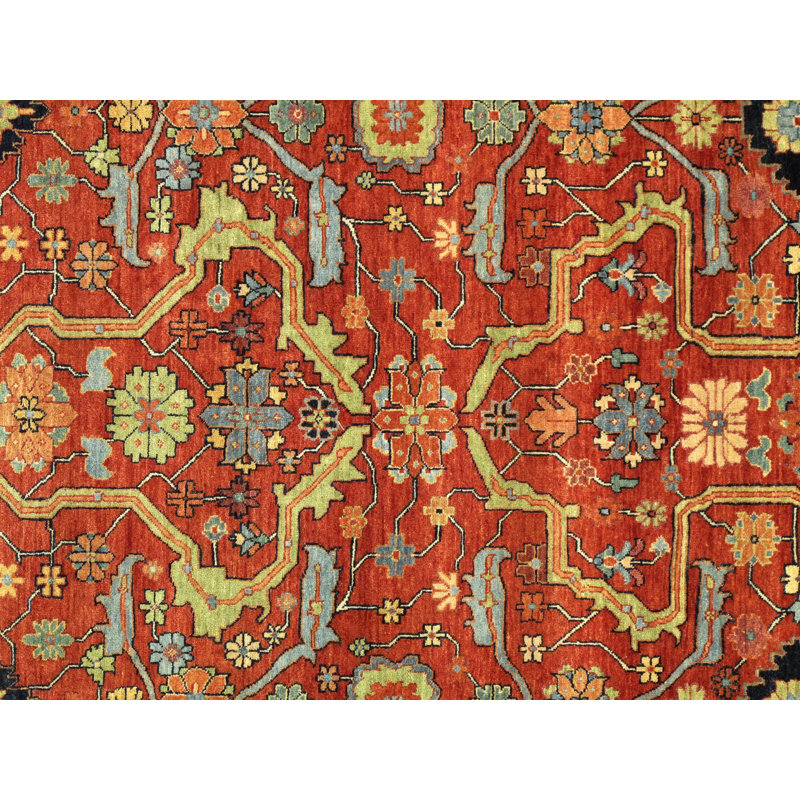 Ferehan Handmade Wool Floral Area Rug, Rectangle 12' x 12'3"