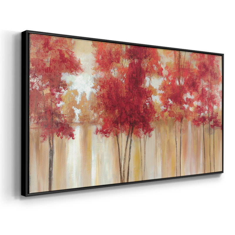 Arbres rouges - Toile tendue avec châssis encadré - Prêt à être accroché, Noir, H 21 po x l 41 po
