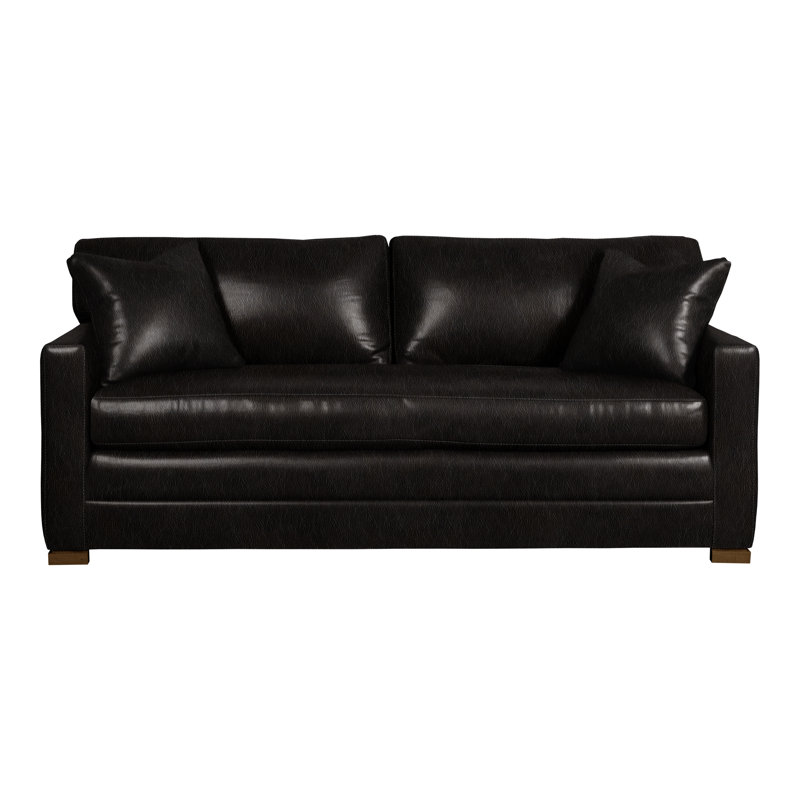 Canapé-lit Hillcrest, La Havane, Cuir véritable encre Ziggy