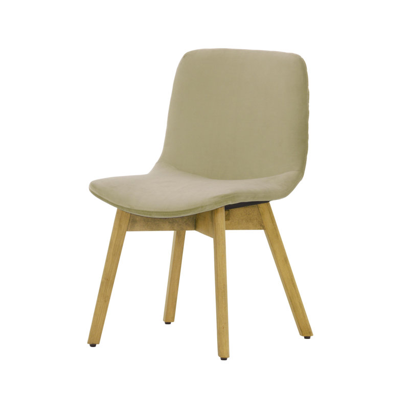 Jada 48cm H Velvet Upholstered Side Chair, Beige, Dark Oak