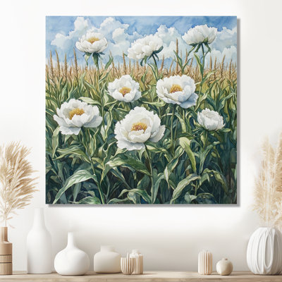 Été pivoines dans le champ de maïs II - décorations murales pivoines