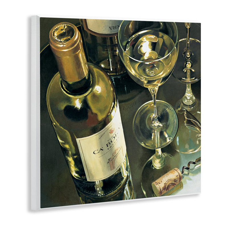 Elegant White Wine Still Life Wall Plaque Art, design by Stefano Ferreri