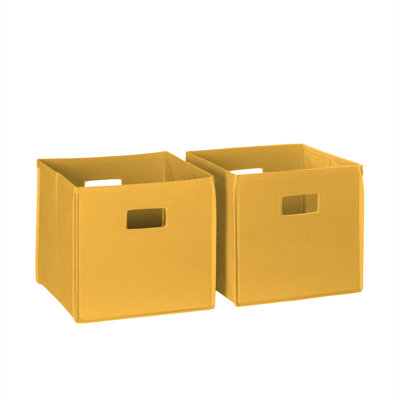 RiverRidge Kids 2pc Fabric Collapsible Storage Cube Organizers with Handles for Playroom Organization - Golden Yellow