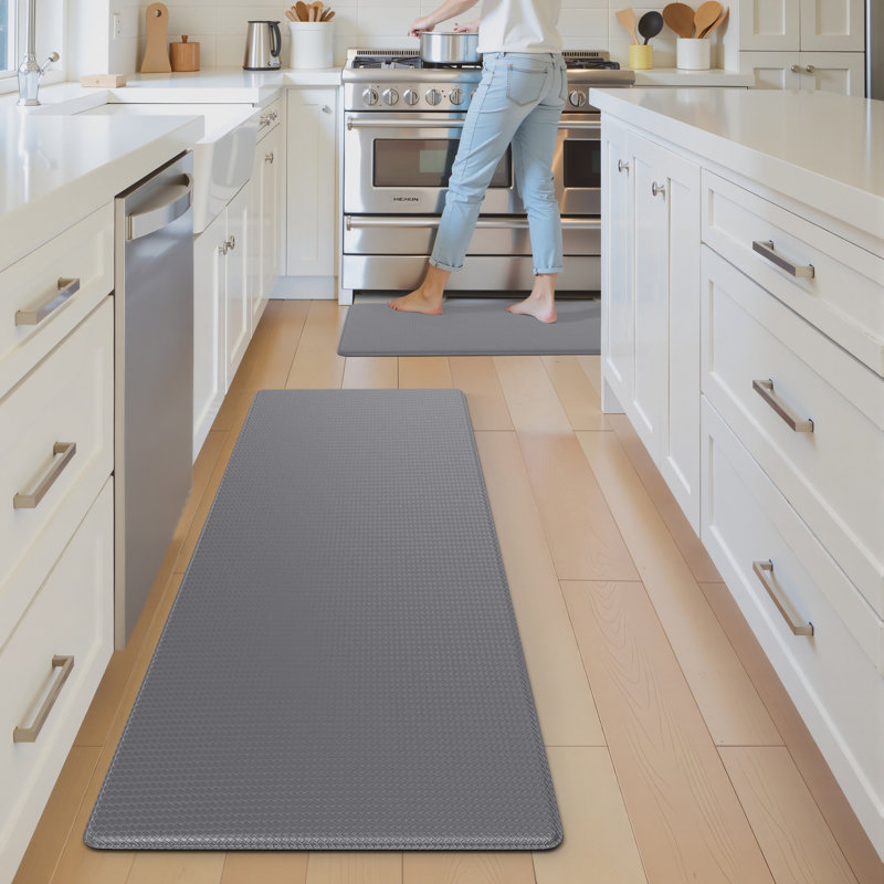 Tapis de cuisine antidérapant et antidérapant, Gris, Rectangle 17 po x 79 po