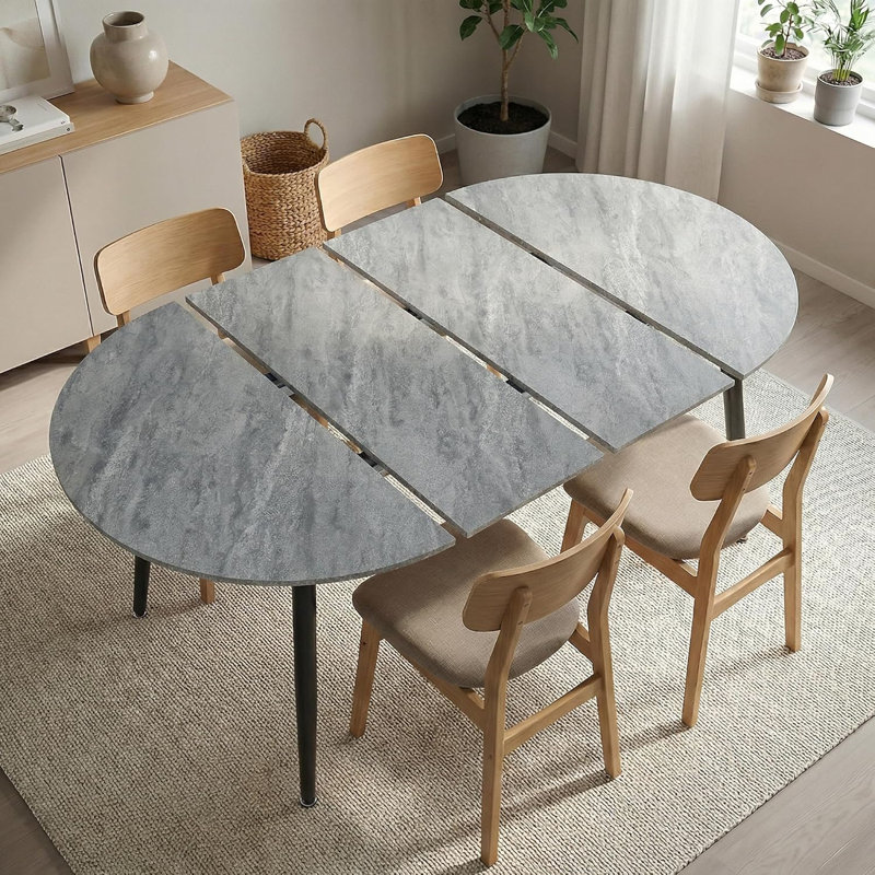 Table de salle à manger extensible 4-6 places, Noir, Gris, H 29,5 po x L 70,8 po x l 39,4 po