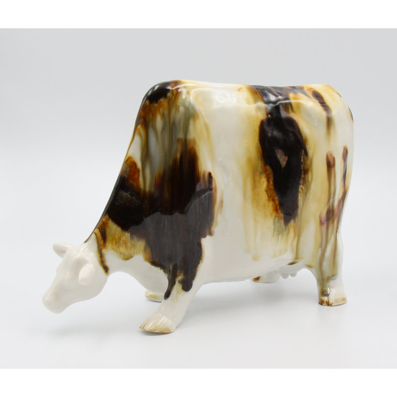Brown Crystallized Cow Figurine- 8 5/8"H