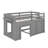 Twin Size Loft Bed With Cabinet And Shelf-1236290262