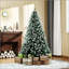 Sapin de Noël artificiel enneigé 6 pi avec branches réalistes, 61 pommes de pin et 800 pointes