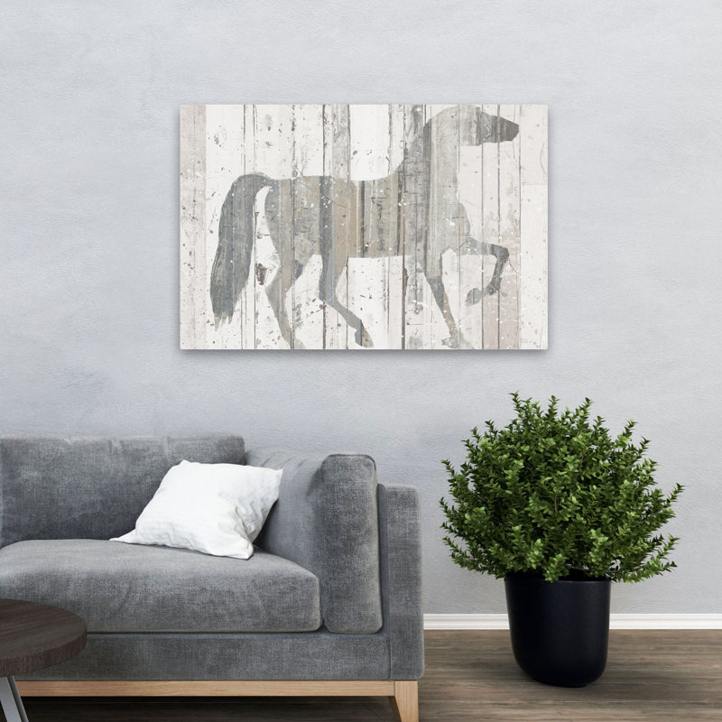 Contemporary Dark Horse Warm Grey Crop, 48" H x 32" W