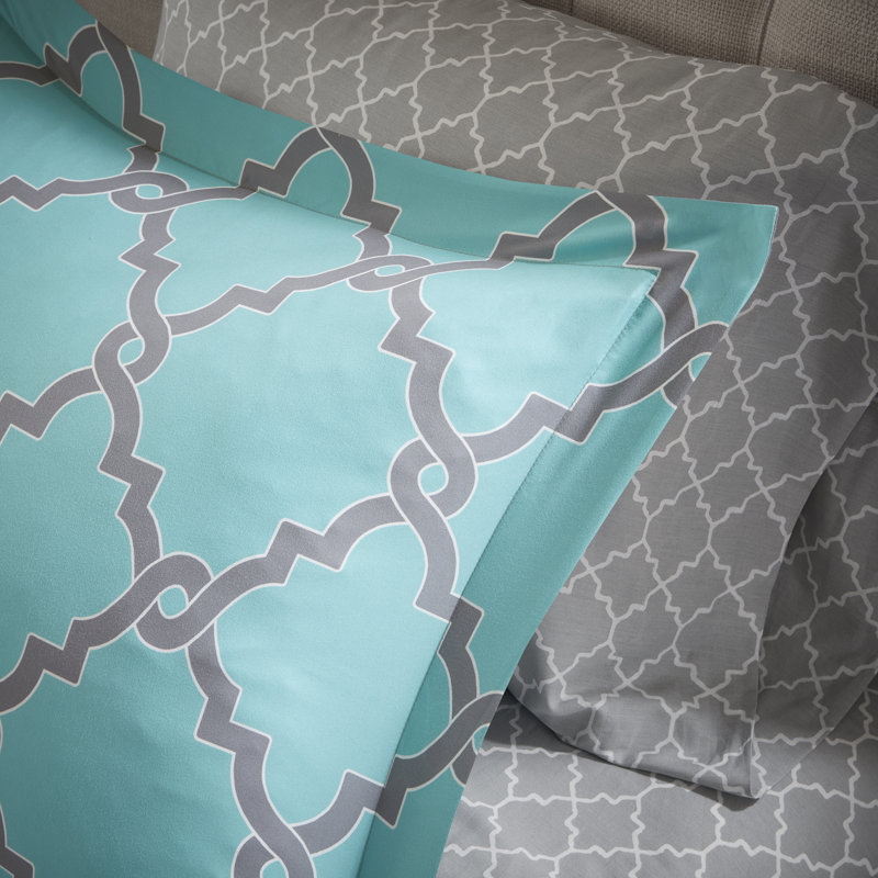 Ensemble d'édredon réversible en microfibre avec draps en coton Merritt, Édredon pour taille de lit grand, deux taies déc