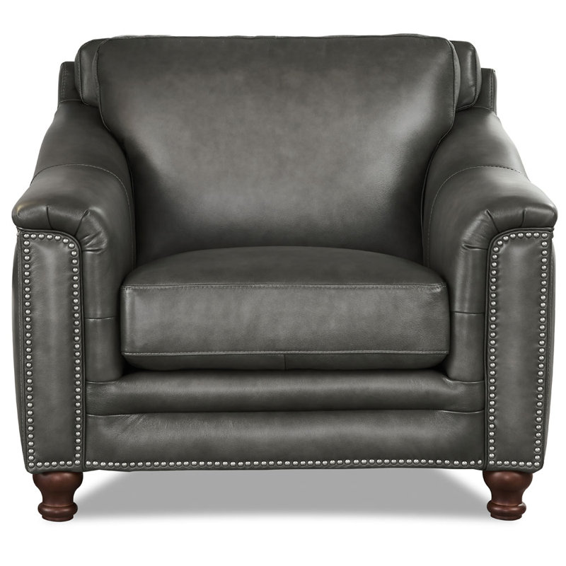 Alpert Top Grain Leather Chair,  Gray Genuine Leather