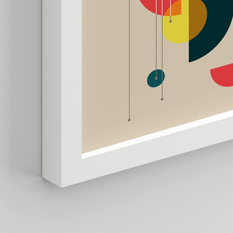 " Mid-Century Modern Retro Shape Polygon Collage " 4 - Pieces, 10" H x 8" W x 1" D, White Framed