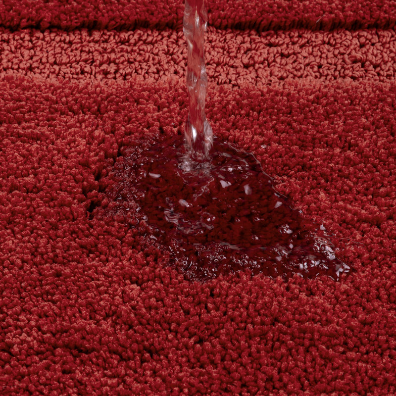 Ensemble de tapis de bain en microfibre 4 pièces avec envers antidérapant, Rouge