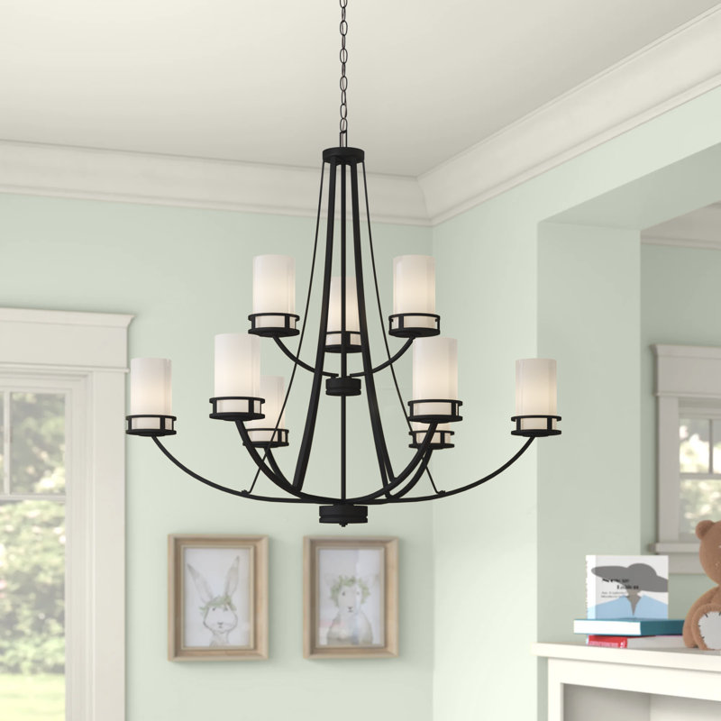 Robie Nine Light Chandelier from Generation Lighting , Midnight Black, Not Energy Star, No