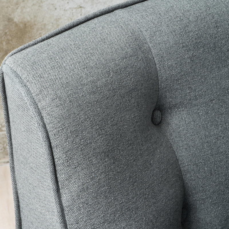 Chaise avec accoudoirs gris anthracite avec dossier élégant, coussin de siège et pieds rétro, H 28,95 po x l 28,95 po