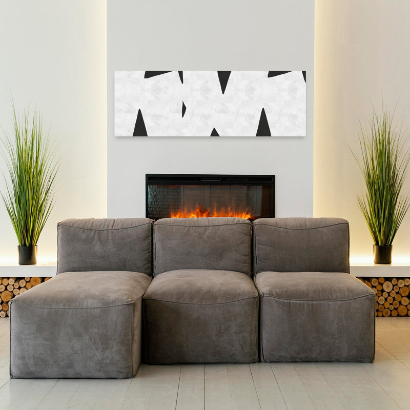 Art mural moderne abstrait géométrique dynamique à formes dentelées, H 16 po x l 48 po