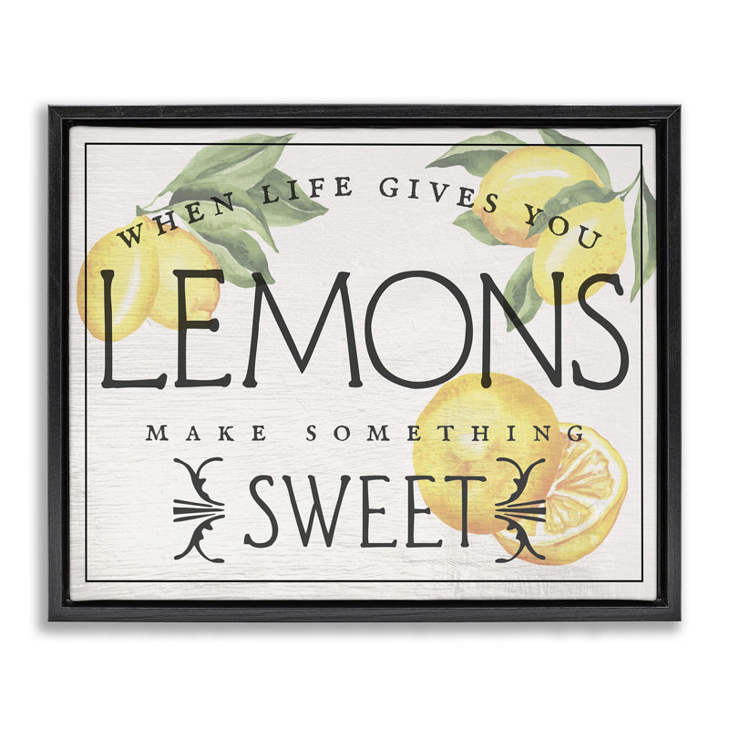 La vie rétro audacieuse donne des citrons, Cadre flottant noir de jais, H 17 po x l 21 po