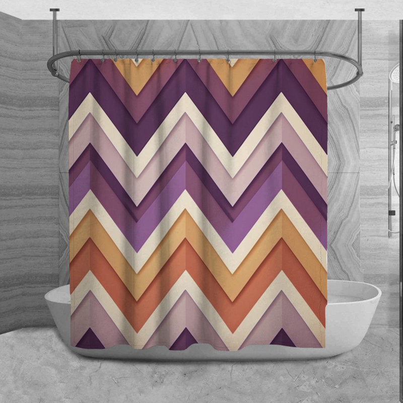 Rideau de douche Briant, H 84 po x l 70 po, Orange / mauve