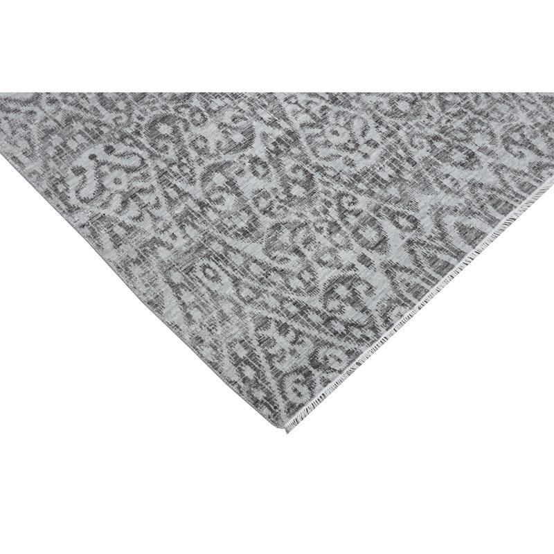 Tapis gris et argent noué à la main de haute qualité, Rectangle 8 pi x 10 pi