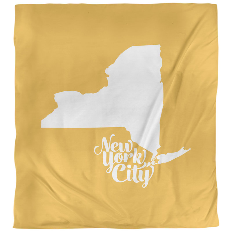 Housse de couette new york city, Jaune, Polyester brossé