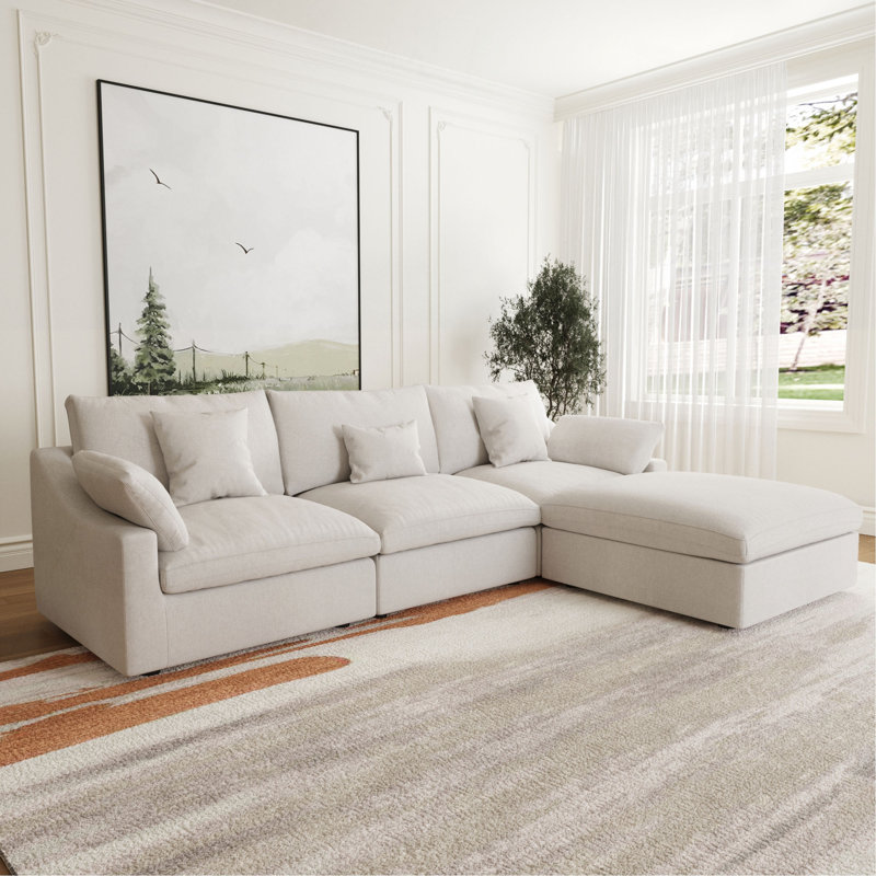 Canapé modulaire en L Sky Sky, Tissu blanc