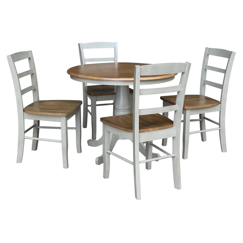 Ensemble de salle à manger en bois massif pour 4 personnes Ehlers, Hickory / pierre