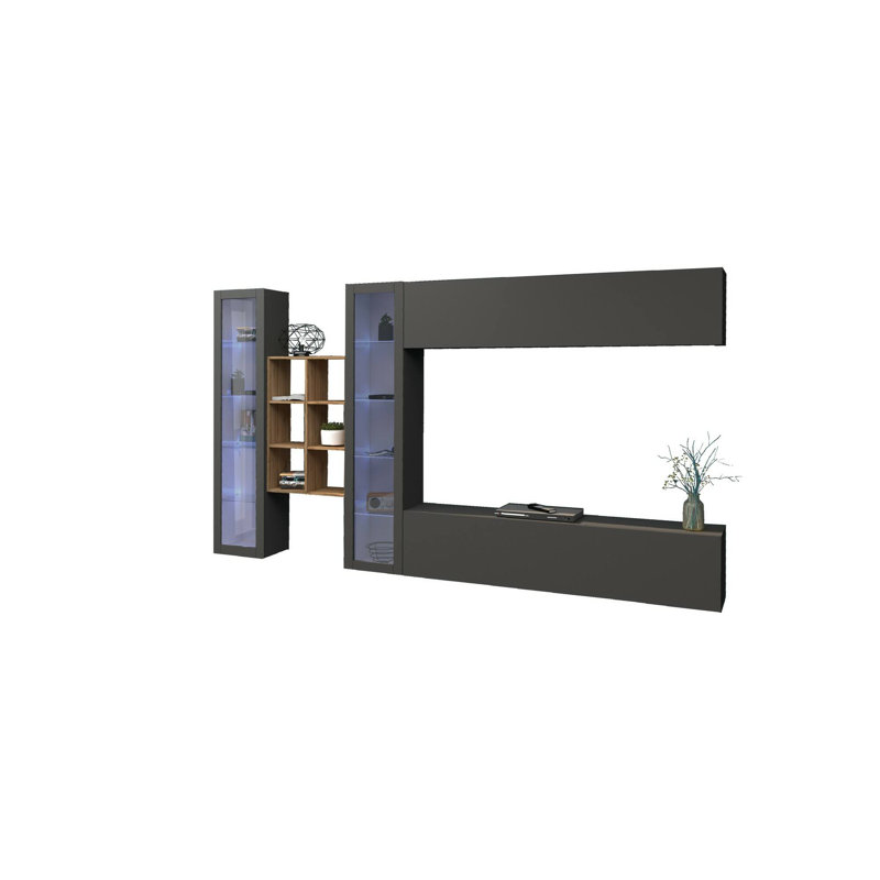 Carlanne Rectangle Accent Cabinet, Anthracite/Maple