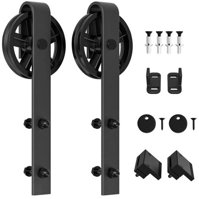 Hahaemall Black Antique Roller Kit For Sliding Barn Door Hardware System (Only Big Wheel) Rollers