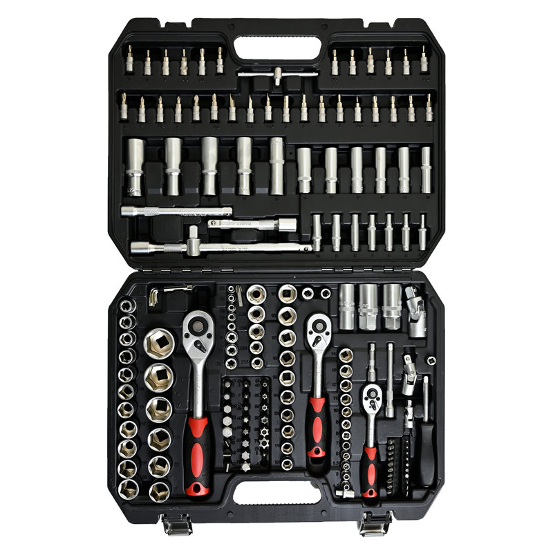 Black Socket And Ratchet Wrench Tool , 171pcs Carbon Steel Tools In Toolbox, For Car Repair, With Lock, Homeowners Toolbox Wrench, Mechanics Diy Enthusiasts, , Easy To Carry