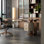 Bureau moderne brun en forme de pois unique