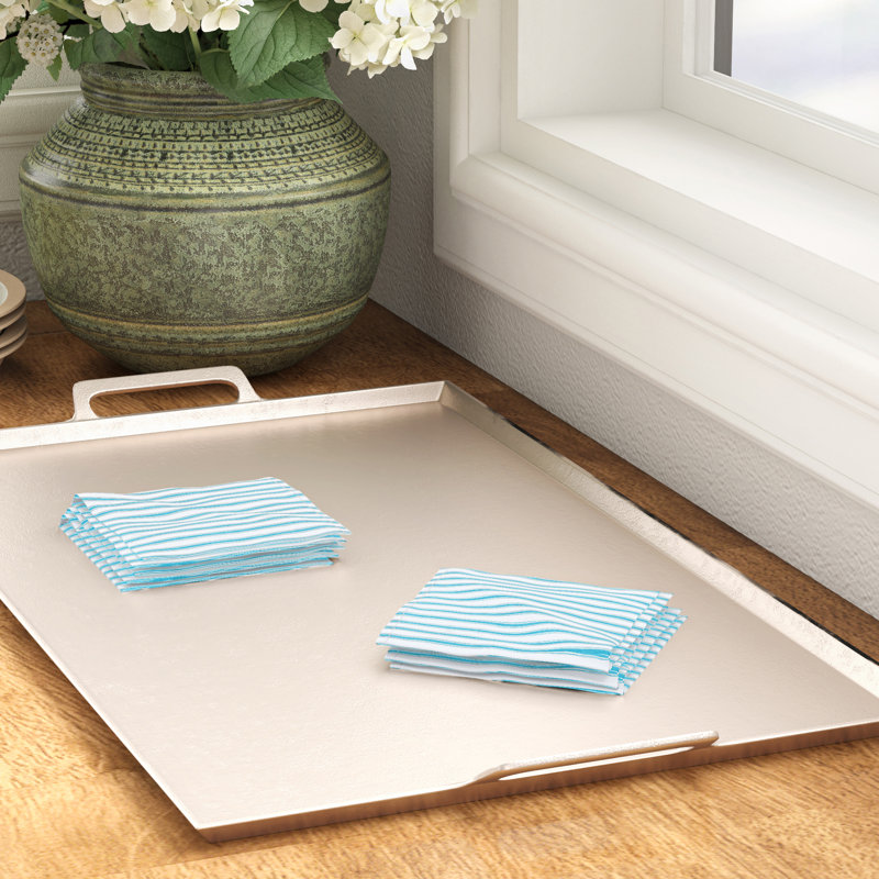 Serviette en coton 18 po ticking stripe Clarksdale, Turquoise