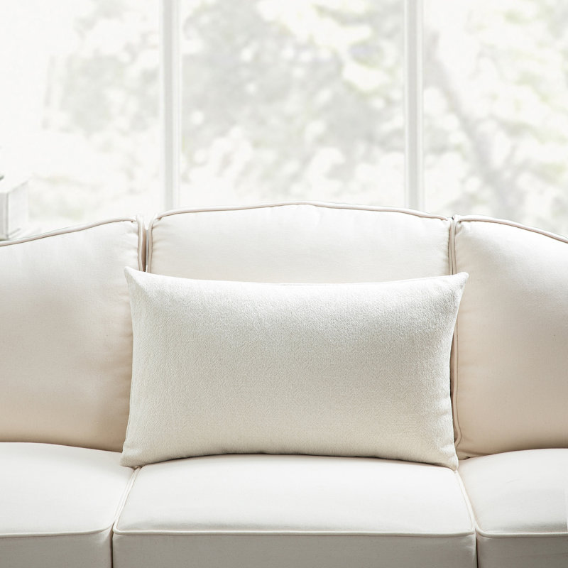 Housse de coussin rectangulaire en polyester , Crème, Polyester/ Bourre en polyester, H 14 po x l 24 po