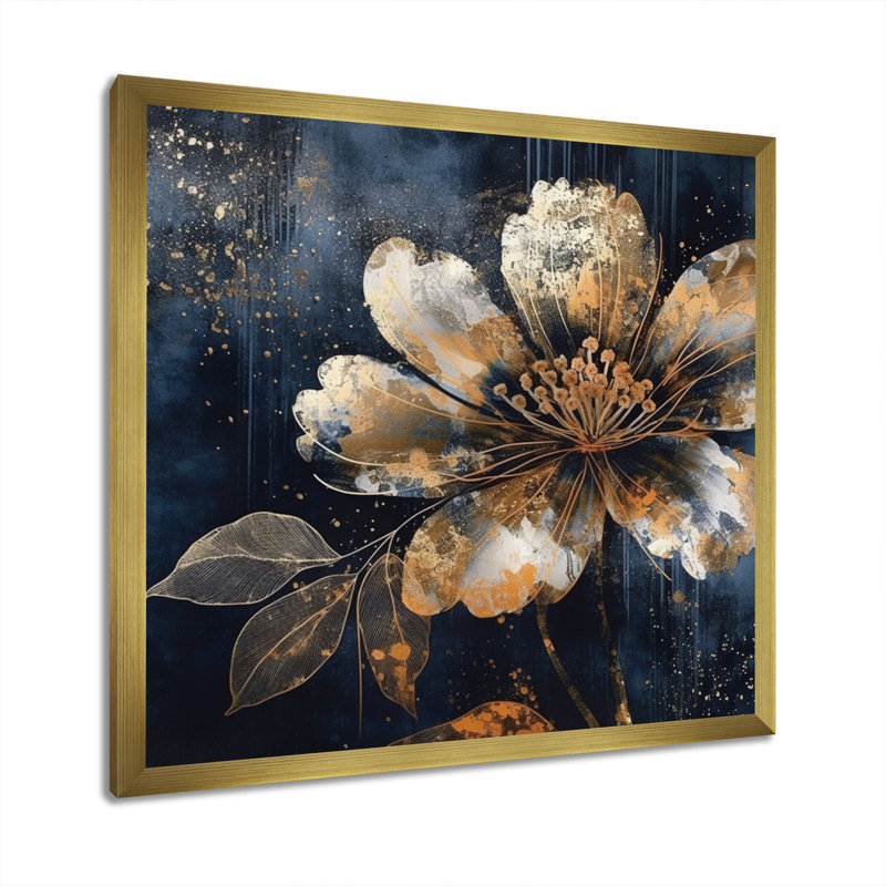 Rubena - pétales de marguerites sur toile, H 16 po x l 16 po x P 1 po, Encadrement doré