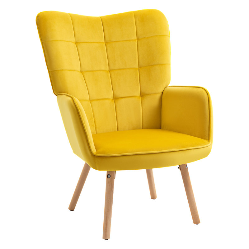 Upholstered Side Chair, Yellow Velvet