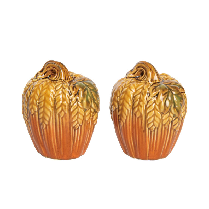 Multicolored Harvest Classic Pumpkin Salt and Pepper Shaker Set of 2