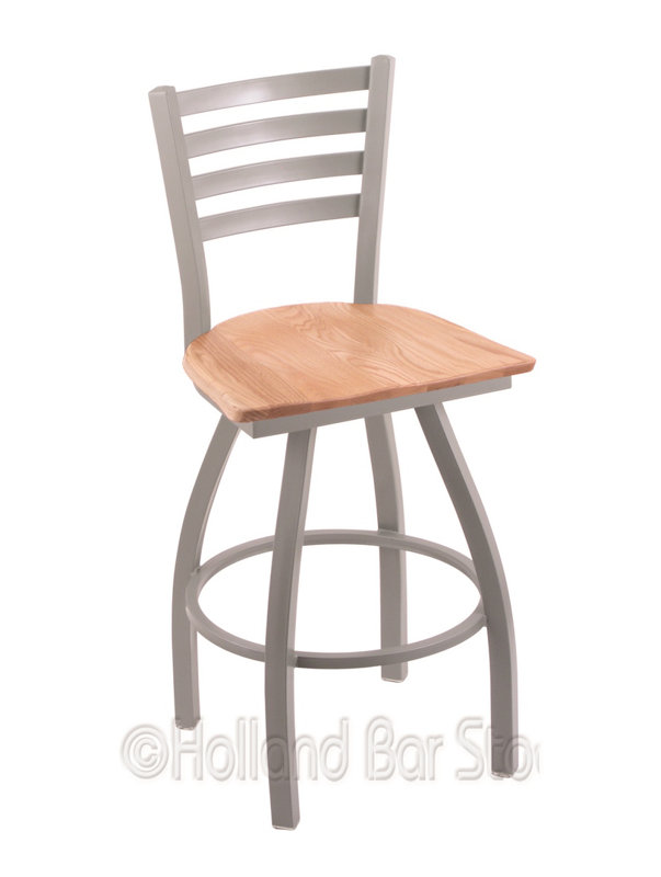 Tabouret de bar pivotant de 30" Evers, Chêne naturel, Nickel anodisé, Tabouret de comptoir (siège d'une hauteur de 25 p