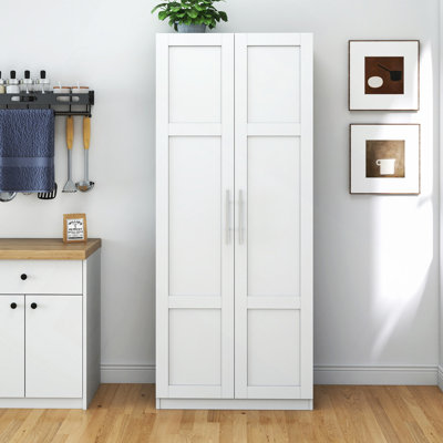 Pantry Cabinet, Kitchen Pantry Storage Cabinets With 2 Door And 3  Shelves, White Pantry Storage Cabinet, Cupboard For Kitchen, Dining Room And Living Room