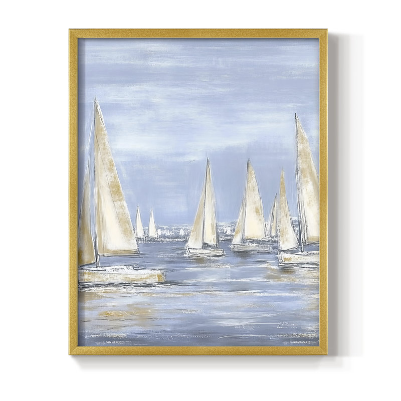 NAUTICAL Series I, reproduction encadrée - bois massif, H 30 po x l 24 po, Doré
