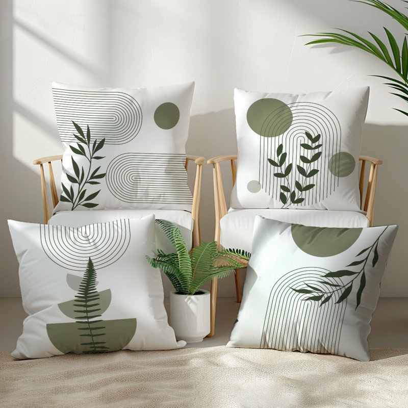 4 Pcs Simple Line Composition Pattern Decorative Pillow Covers