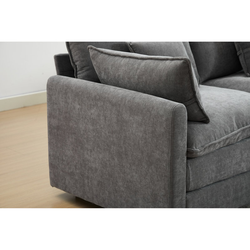 Housse de protection flexible en chenille gris Relax 3 With, en forme de L moderne