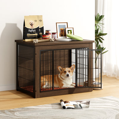 Dog Crate Furniture With Thick Cushion & Double Doors For Small To Large Dogs