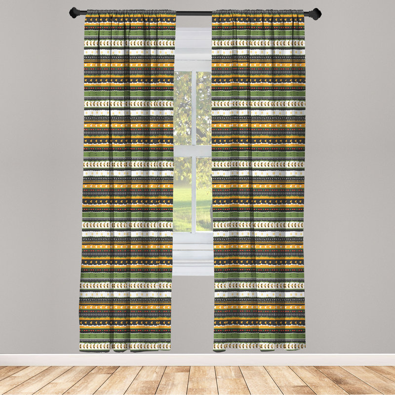Tribal Semi-Sheer Rod Pocket Curtain Panels, 28" x 95"