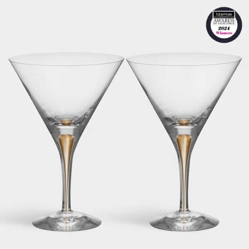 Intermezzo Gold Martini 2-Pack, 8.5 oz., 2, Blue/Clear